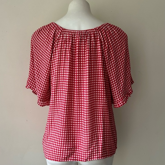 BOBEAU Red Gingham Off Shoulder Blouse, XS NWT - Picture 7 of 10